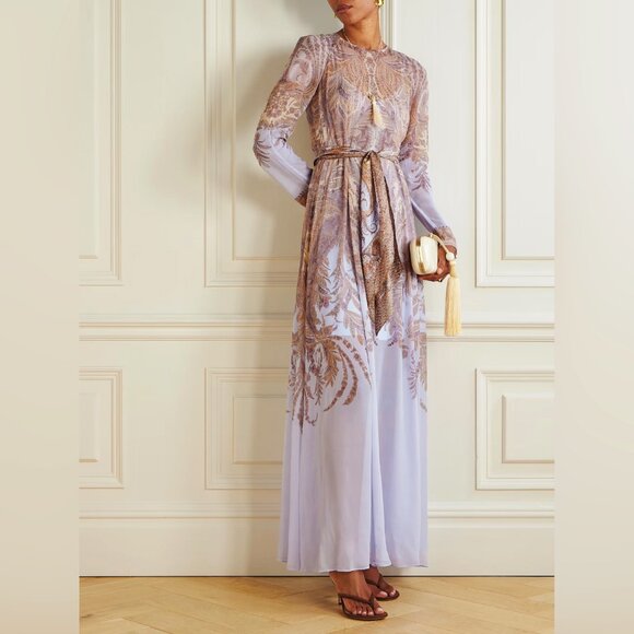 ZIMMERMANN Belted printed chiffon maxi dress - Picture 1 of 15